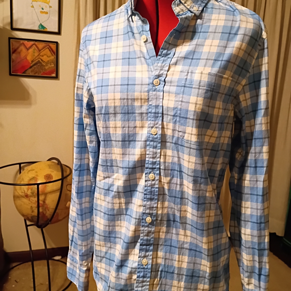 Vineyard Vines Blue and White Plaid Kids Button Down Shirt - Picture 2 of 4